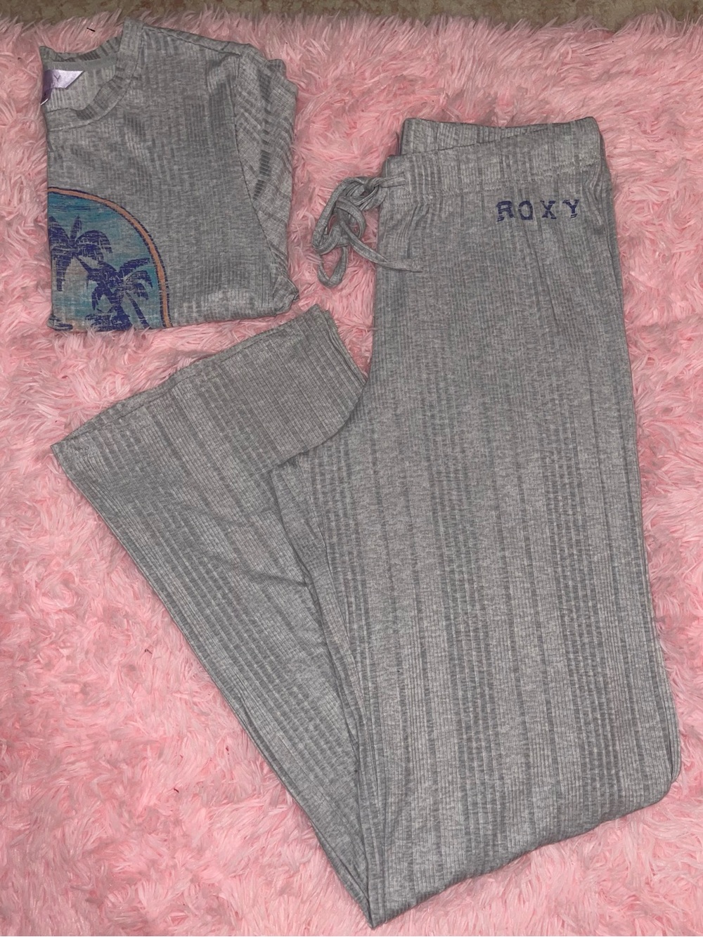 Roxy Gray Ribbed Matching Set